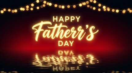 Happy Father's Day Glowing Text and Reflections stock