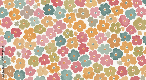 фотографія Elegant seamless botanical print with fresh flowers and airy stems