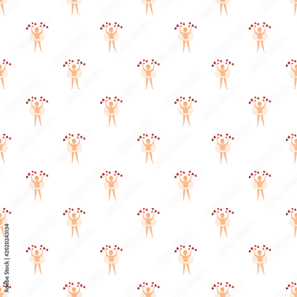 Obraz premium Cupid angels holding hearts celebrating love on a white seamless background