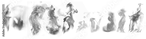 Steam or smoke on transparent background, set