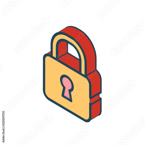 Quadro su tela Colorful illustration of a padlock.