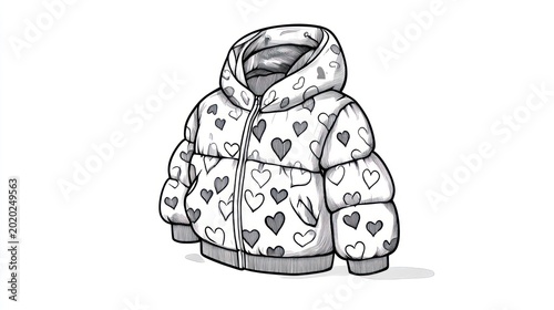 Child's heart-printed puffer jacket, winter wear