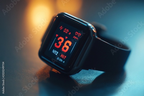 Close-up fitness band displaying burned calories and activity data