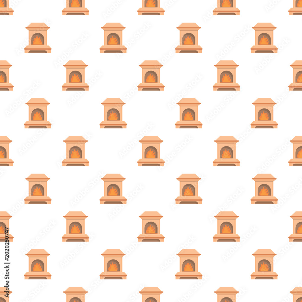 Fototapeta premium Repeating fireplaces with burning fire creating a domestic abstract pattern