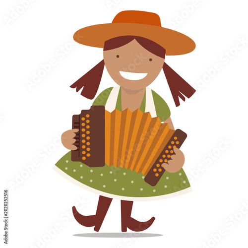 Photos Woman accordionist illustration