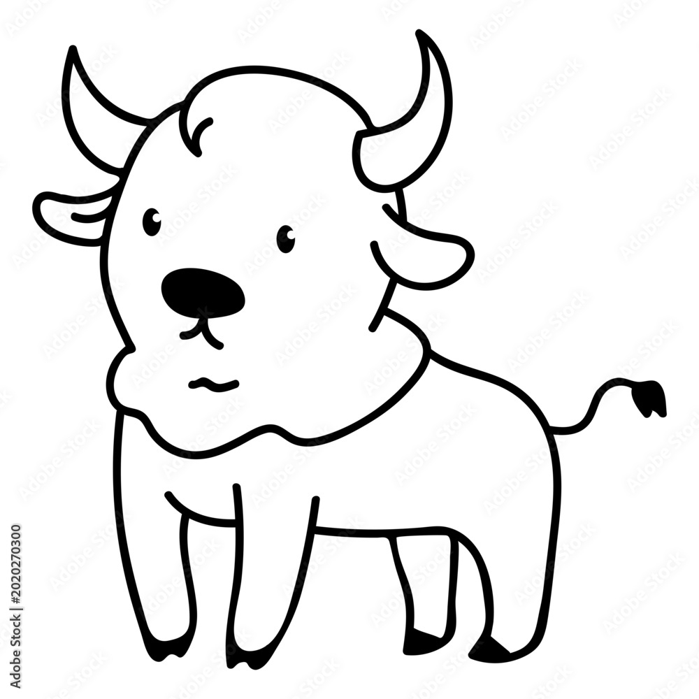 Fototapeta premium Cute bull standing stroke