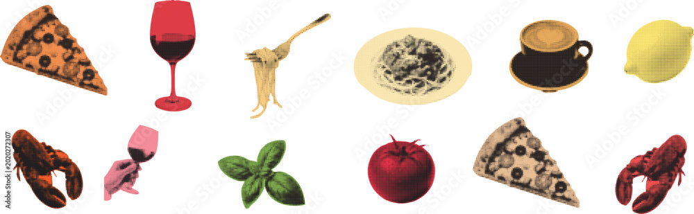 Εκτύπωση καμβά Restaurant cuisine collage cut outs set