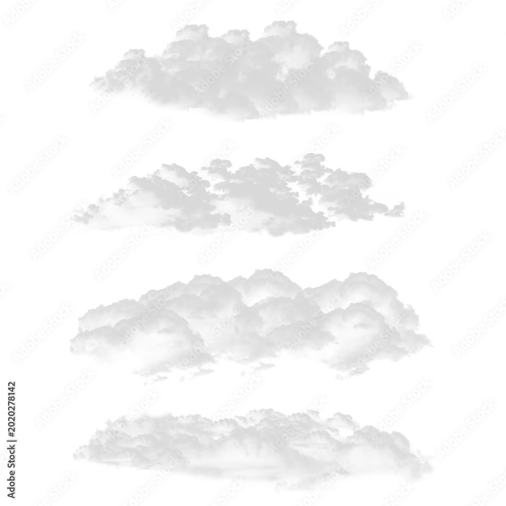 Ταπετσαρία Set of Isolated White Cloud with Realistic Texture on Transparent Background
