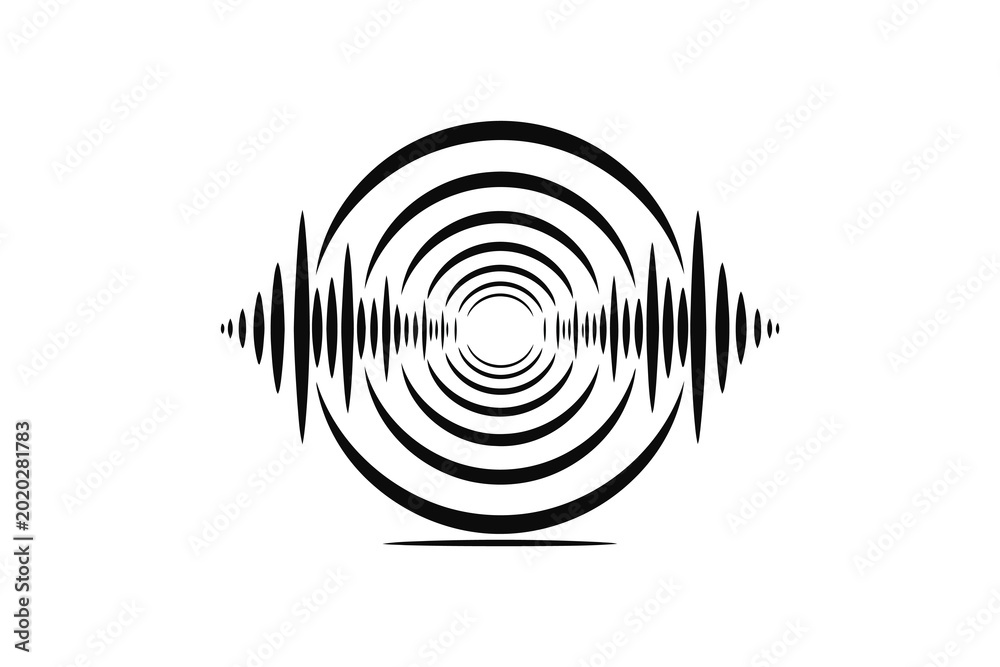 Αυτοκόλλητο Sound wave graphic showing audio vibration with concentric circles