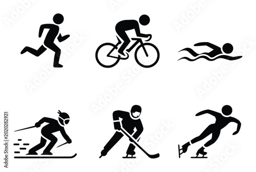 Photography Triathlon Sports Vector Icons Set
