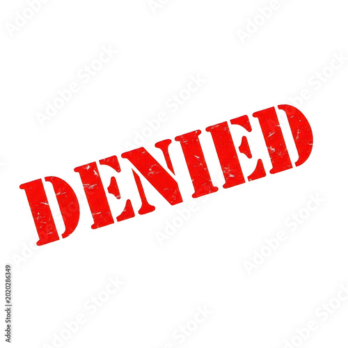Red bold text displaying the word denied in capital letters