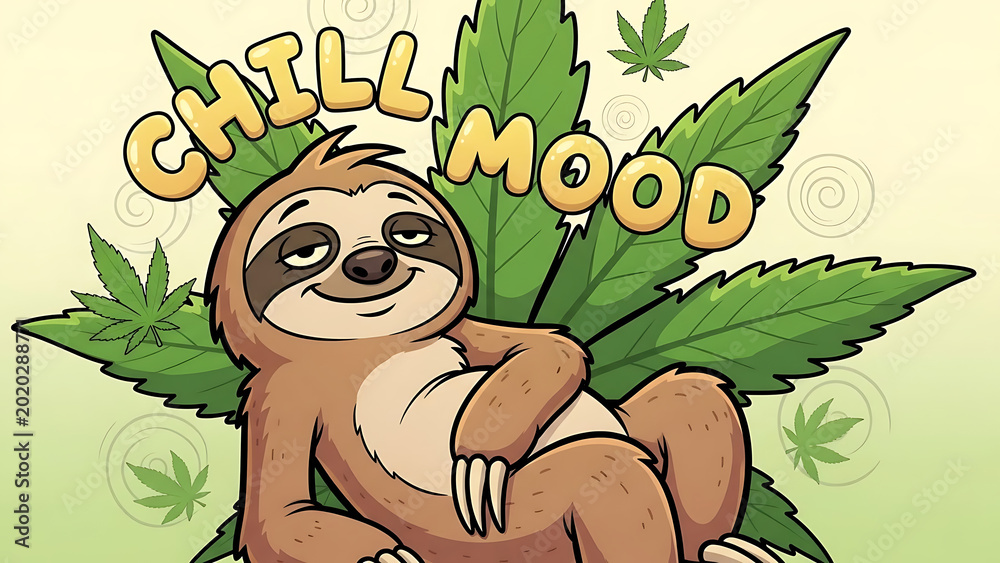 Obraz premium Sloth relaxing with leaves isolated on a transparent background