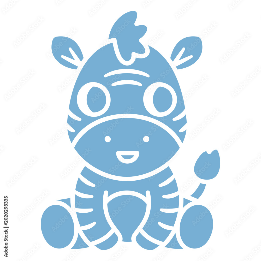 Fototapeta premium Cute blue zebra sitting