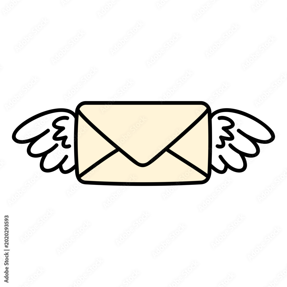 Obraz premium Whimsical angel envelope illustration