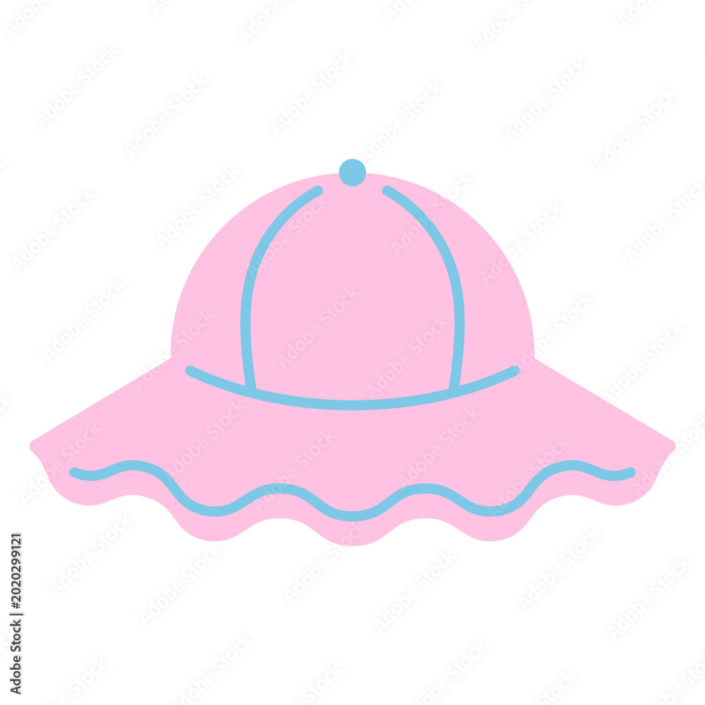 Fototapeta premium Cute pink sun hat design with fun scalloped edges