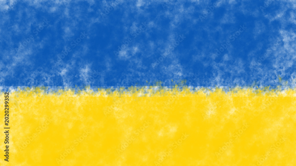 Αυτοκόλλητο Flag of ukraine with blue and yellow colors on textured background isolated on t
