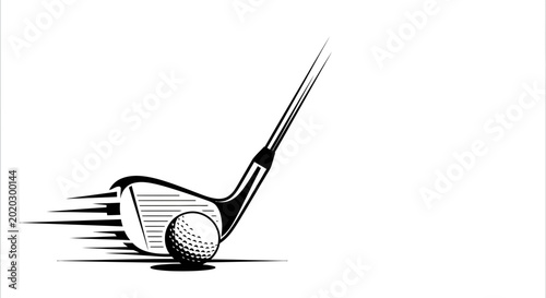 Photos Golf club hitting ball with motion lines speed