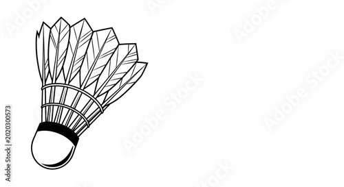 Black and white illustration of a shuttlecock