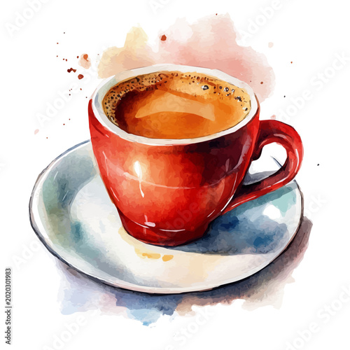Obraz na plátne watercolor of Americano draw graphic, isolated on a white background