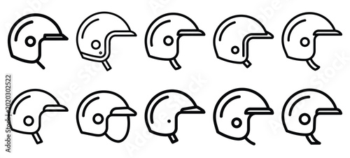 Foto Black line art delivery rider helmet vector illustration icons