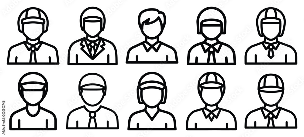 Εκτύπωση καμβά Black line art dispatch rider assignment vector illustration icons