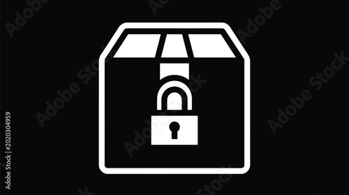 Locked box icon representing secure shipping delivery storage safety protection privacy and confidential cargo parcel transport
