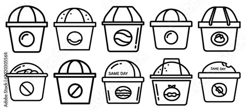 Foto Black line art same day food vector illustration icons