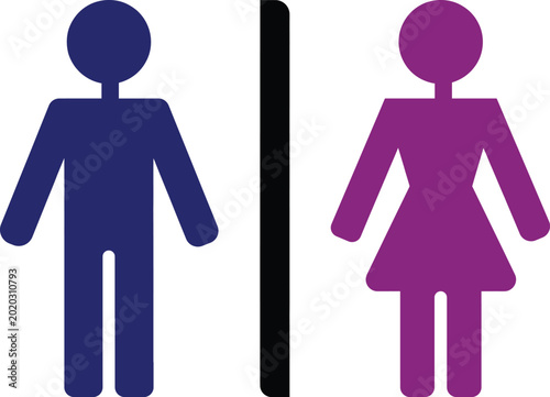 Tableau sur toile Male and female restroom sign, ladies and gents washroom icon vector illustratio