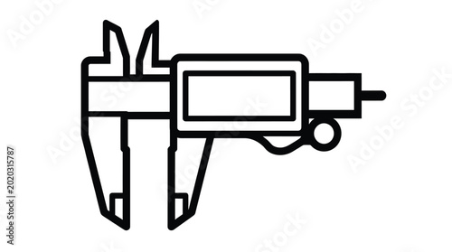 Caliper measurement tool icon shown as a simple black line drawing for professional engineering design projects