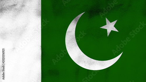 Textured Pakistan Flag with Grunge Effect, Green and White National Symbol