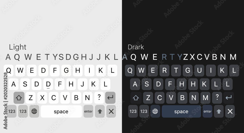 Foto Modern smartphone keyboard interface vector, light and dark mode mobile keypad d