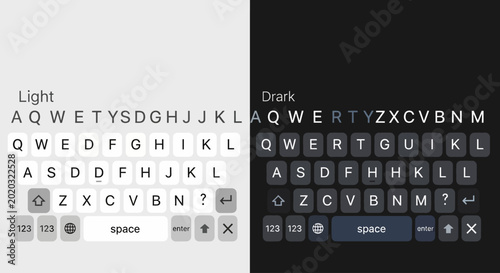Tableau sur toile Modern smartphone keyboard interface vector, light and dark mode mobile keypad d