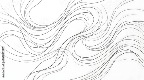 A minimalist abstract art piece featuring intricate black lines on a white background