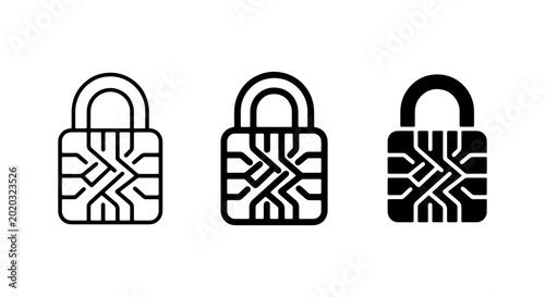 Photos Digital Security Icons: Padlock Chip Set, Secure Data Protection, Cyber Safety V