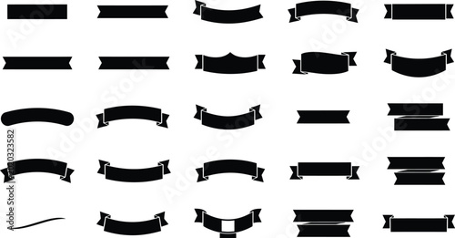 Tableau sur toile Collection of creative black banner and ribbon vector designs with decorative bo