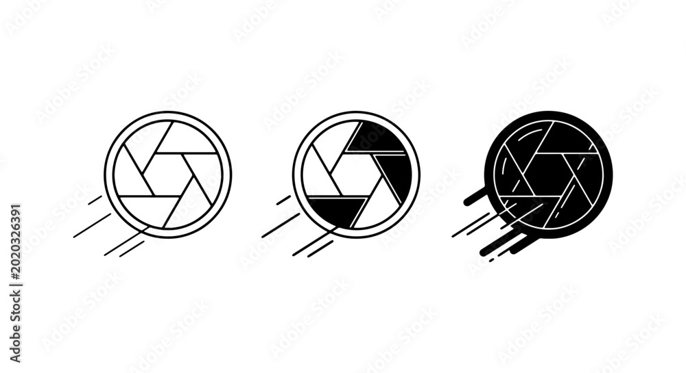 Φωτογραφία Camera Aperture Icons, Photography Symbols, Fast Shutter Speed Graphics, Vector