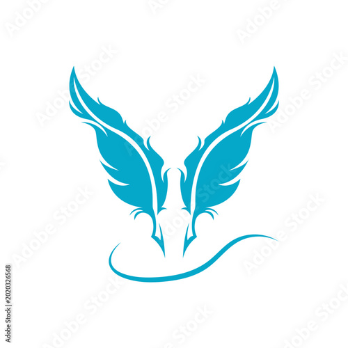 Feather quill design icon and logo illustration