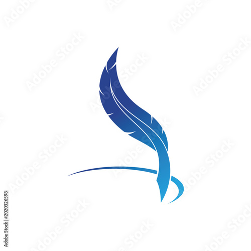 Feather quill design icon and logo illustration