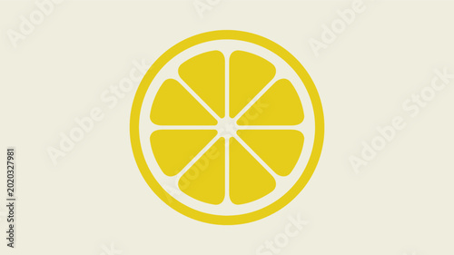 Vibrant yellow lemon slice vector illustration showing a clean geometric citrus fruit design for modern graphic projects and branding assets