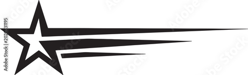 Bilde på lerret Dynamic black star with trailing lines, symbolizing speed, motion, and achieveme