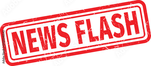 NEWS FLASH red rubber stamp text
