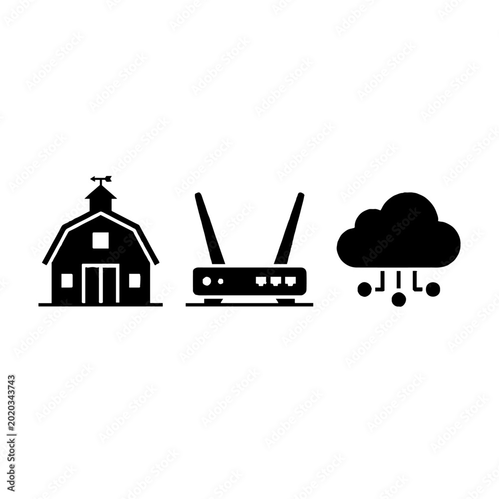 Naklejka premium Cloud Internet Router Barn Farm.