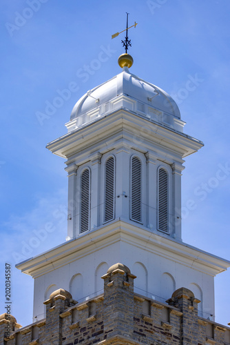 Logan Utah Temple Exterior Historic LDS Church Building with Mountains and Blue Sky