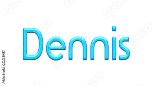 Foto Glowing blue effect of name Dennis on white background.