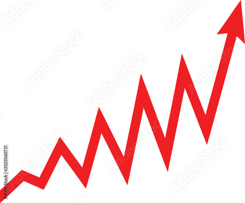 Foto Red upward zigzag growth arrow trend line Vector