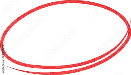 Quadro su tela Hand-drawn red ellipse frame with textured brush stroke effect on a white backgr