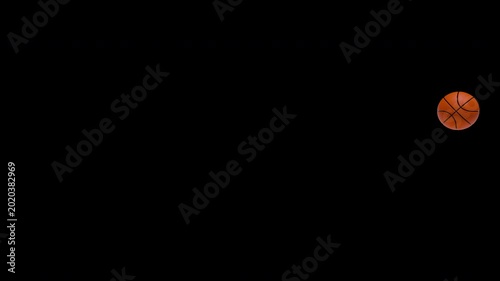 Basketball bouncing across frame on transparent background