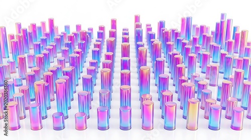 3d bar chart columns rising in gradient colors against white background