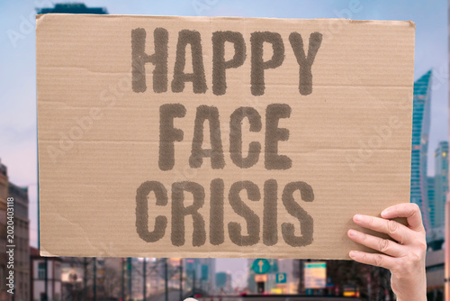 Принти на полотні "Happy Face Crisis" Enforced cheerfulness hides unaddressed mental health crises