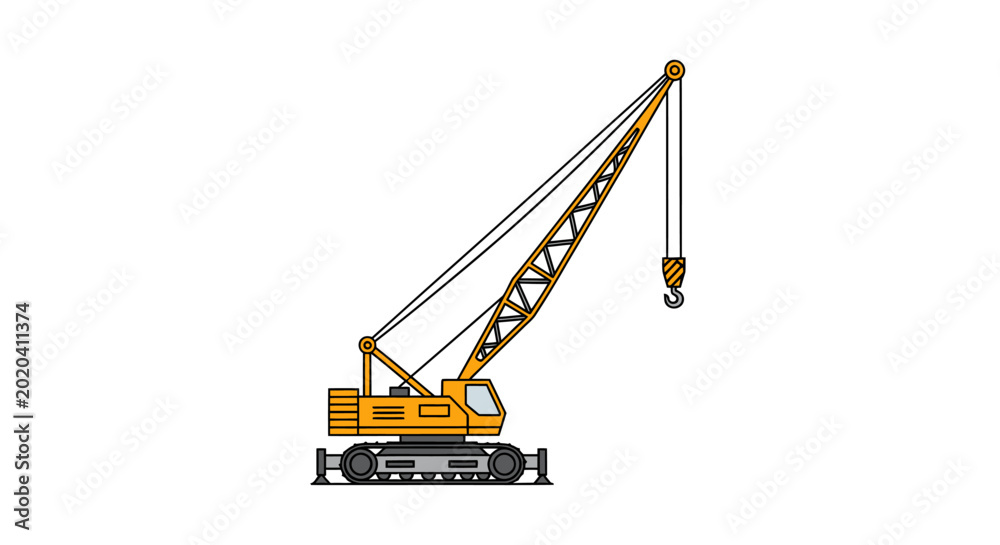 Fotografie Yellow crawler crane vector illustration